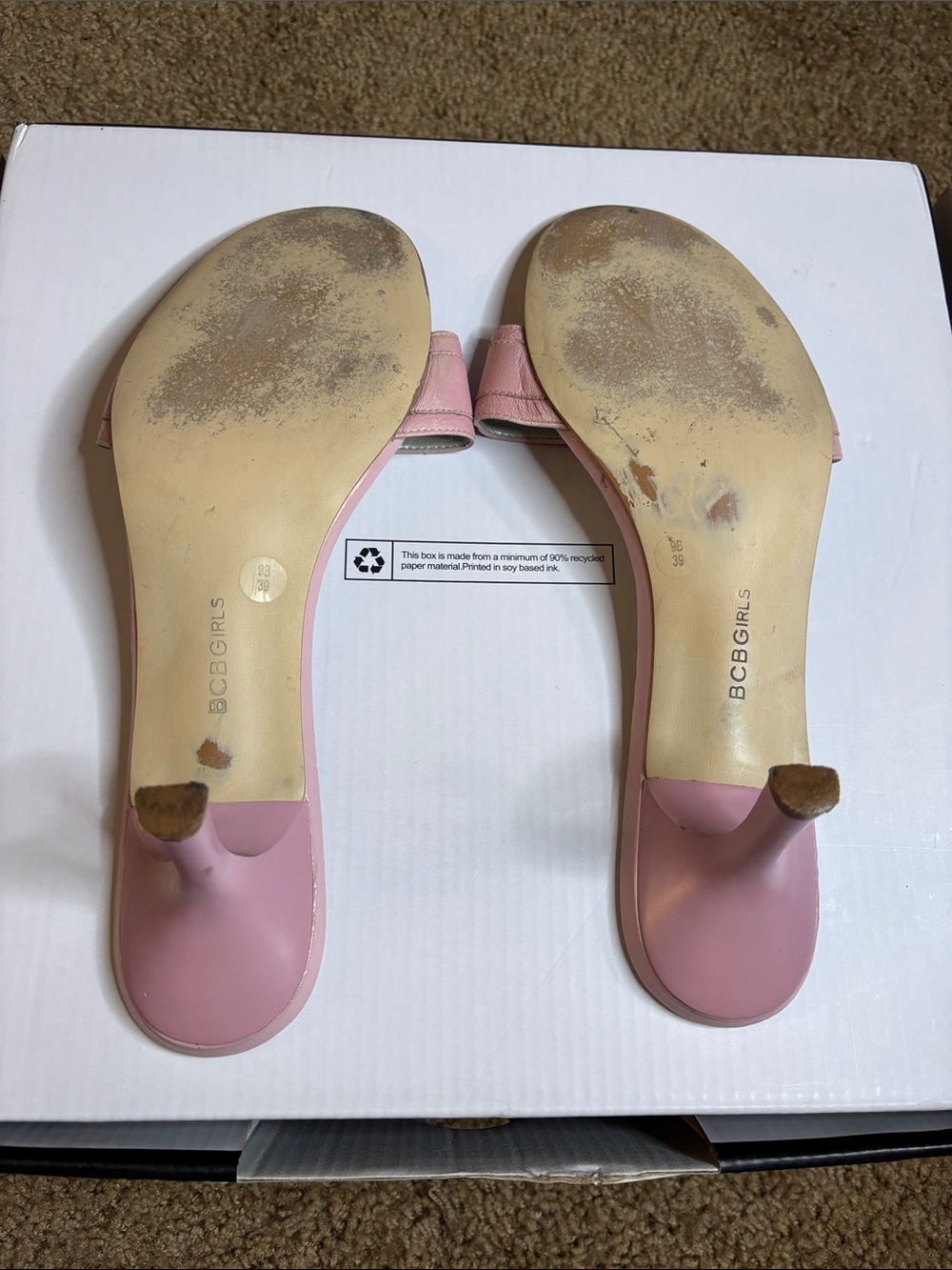BCBGirls Pink Slide Mules with Silver Buckle - Picture 3 of 4
